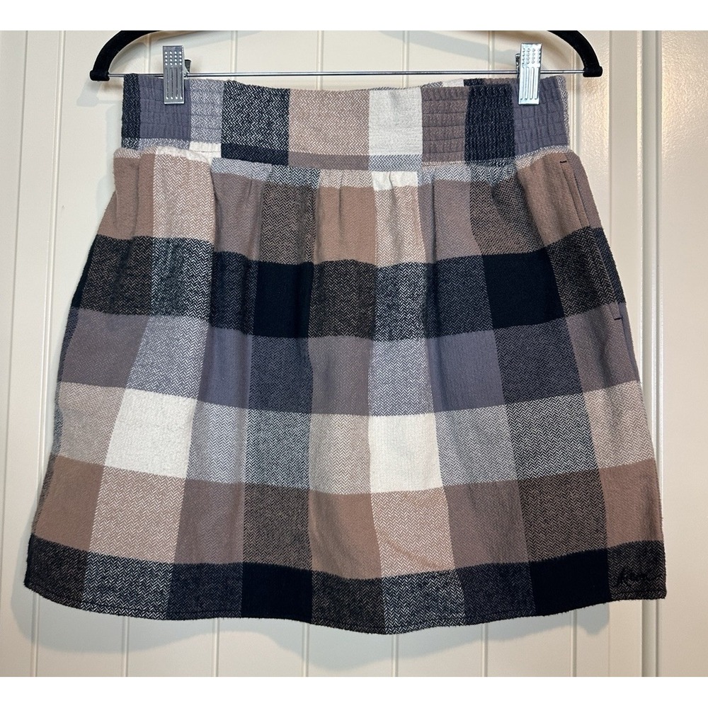 Kavu 100% Cotton Pull On Woven Plaid Skirt Sz S‎